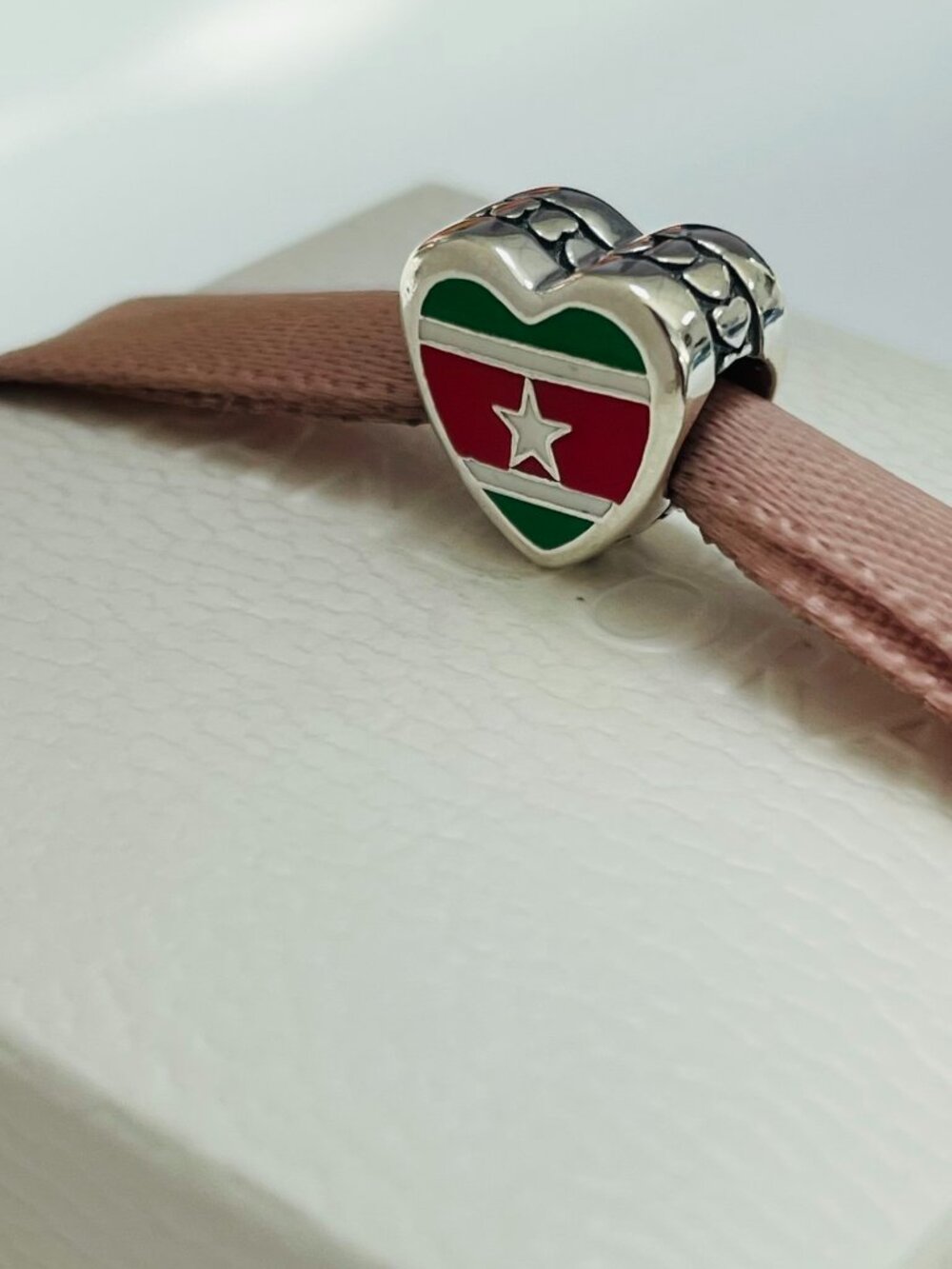 Pandora Suriname Flag I Love Suriname Exclusive Heart Charm
